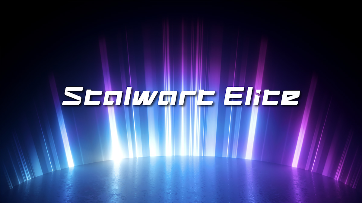 公司名稱Stalwart Elite,加上有著科技感的光束背景